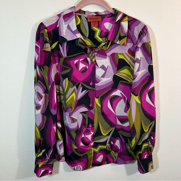 ✨ Missoni for Target Multicolor Abstract Blouse Retro Button Down Collared M - Picture 2 of 12